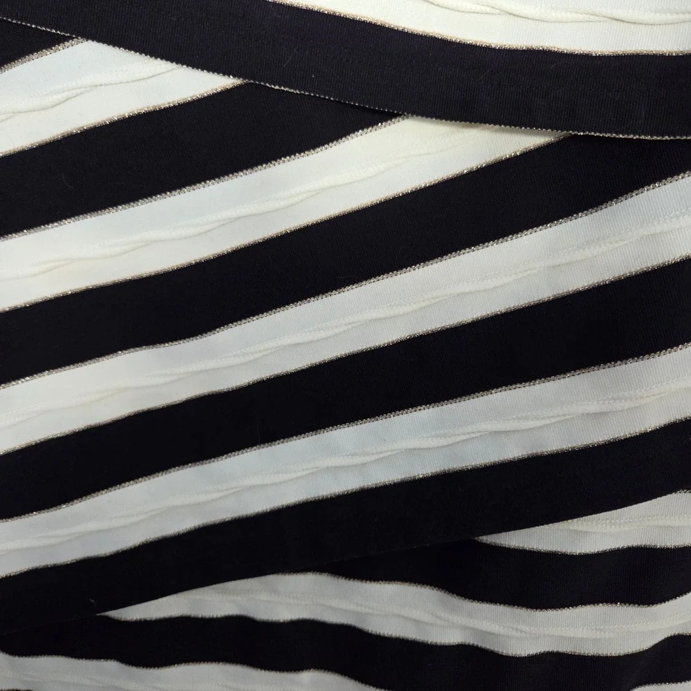 J.McLaughlin Striped Bandage Midi Pencil Skirt Black White Gold Metallic Size XS